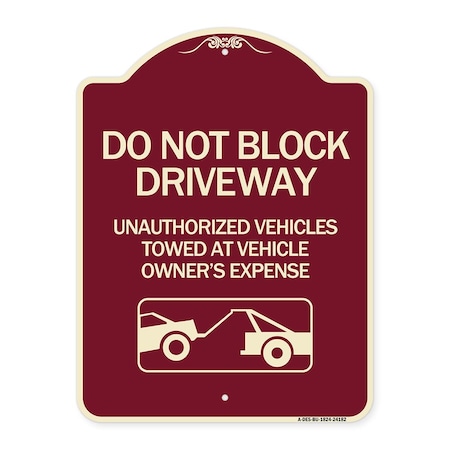Signmission Do Not Block Driveway With Graphic Heavy-Gauge Aluminum Architectural Sign, 24" x 18", BU-1824-24182 A-DES-BU-1824-24182